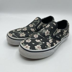 Vans Off The Wall Toddler/Kids Size 13 Slip On Graphite Blue Floral Skate Shoe